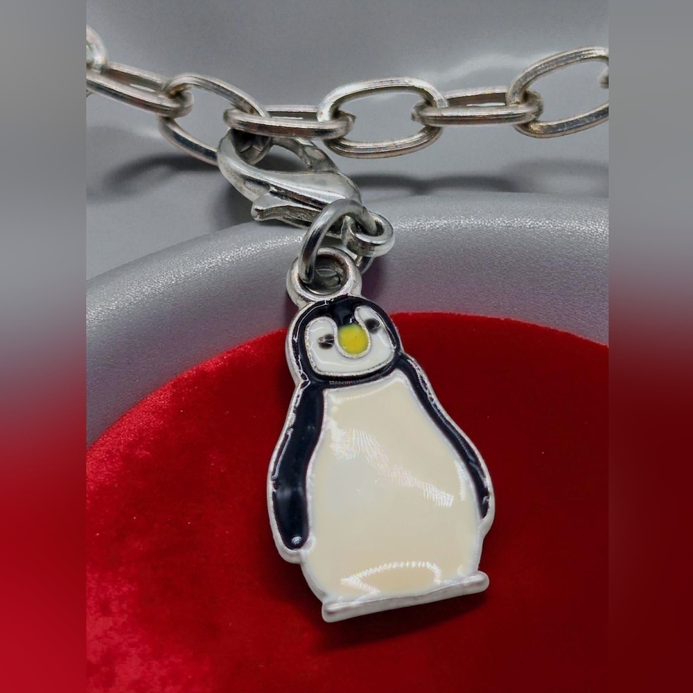 High Intencity Enamel Penguin Charm Bracelet 7in